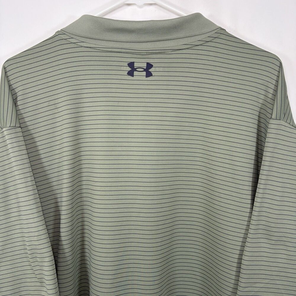 Under Armour The Performance Polo Golf Shirt Mens 3XLT Green Navy Striped - Picture 11 of 12